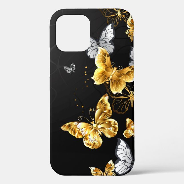 Gold und weiße Schmetterlinge Case-Mate iPhone Hülle (Rückseite)