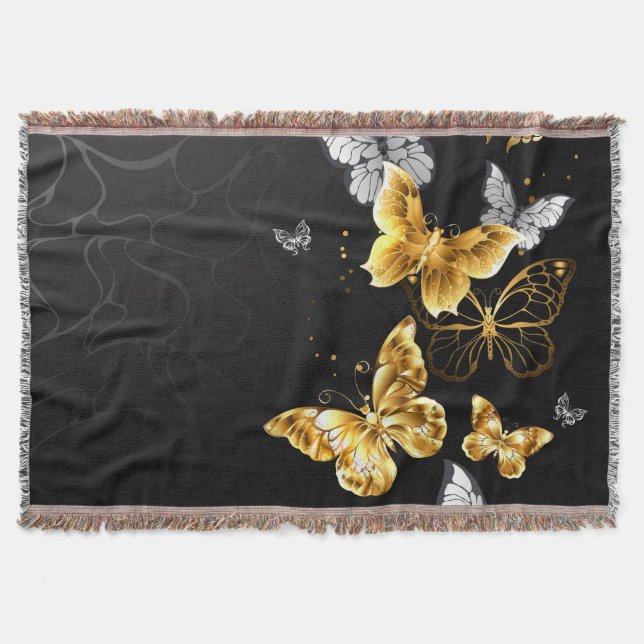 Gold und weiße Schmetterlinge Decke (Vorderseite)