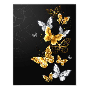 Gold und weiße Schmetterlinge Fotodruck