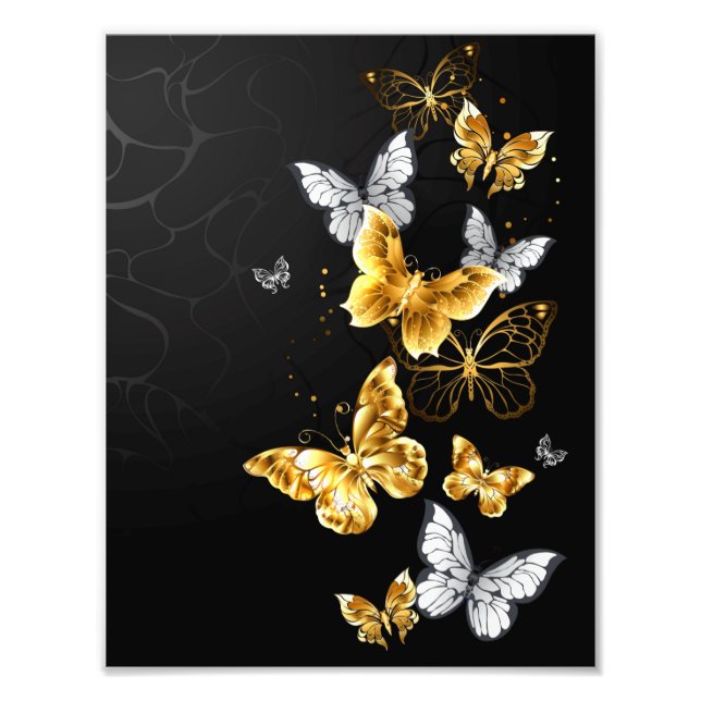 Gold und weiße Schmetterlinge Fotodruck (Vorne)