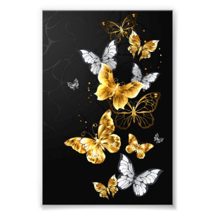 Gold und weiße Schmetterlinge Fotodruck