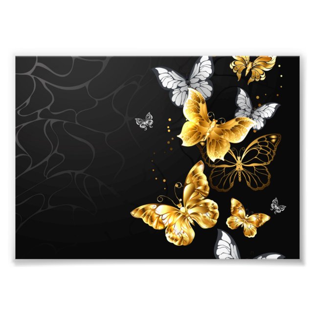 Gold und weiße Schmetterlinge Fotodruck (Vorne)