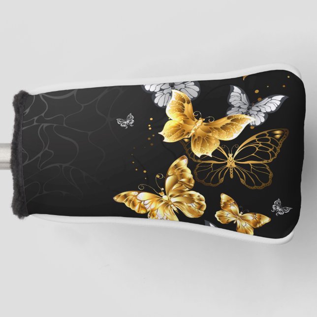 Gold und weiße Schmetterlinge Golf Headcover (Vorderseite)