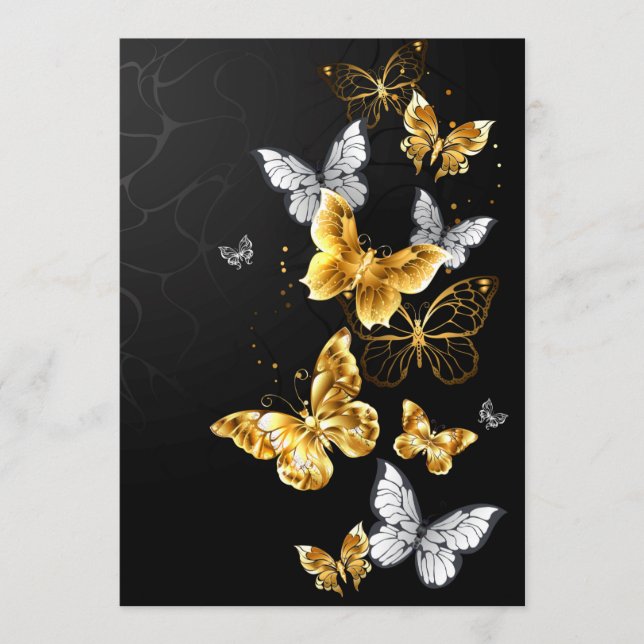 Gold und weiße Schmetterlinge Hinweiskarte (Vorderseite)