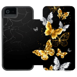 Gold und weiße Schmetterlinge Incipio Watson™ iPhone 5 Geldbörsen Hülle