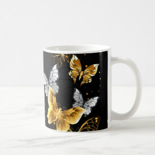 Gold und weiße Schmetterlinge Kaffeetasse