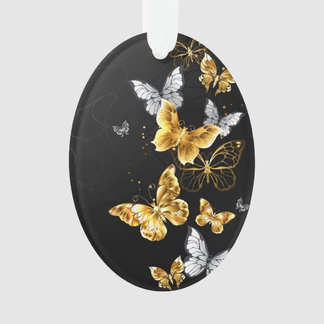 Gold und weiße Schmetterlinge Ornament (Vorderseite)