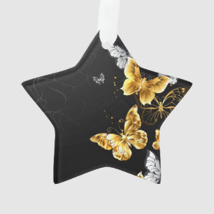 Gold und weiße Schmetterlinge Ornament