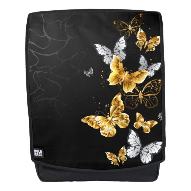 Gold und weiße Schmetterlinge Rucksack (Vorderseite)