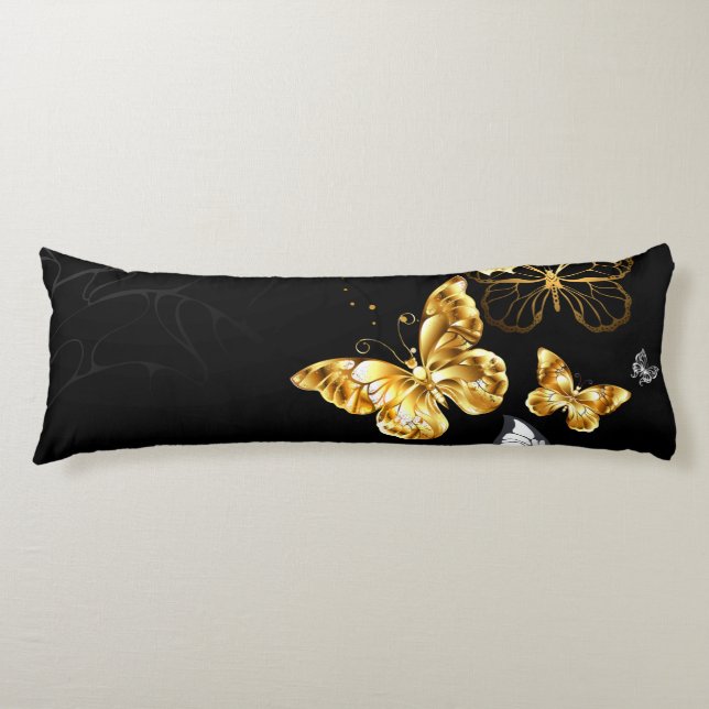 Gold und weiße Schmetterlinge Seitenschläferkissen (Vorderseite)