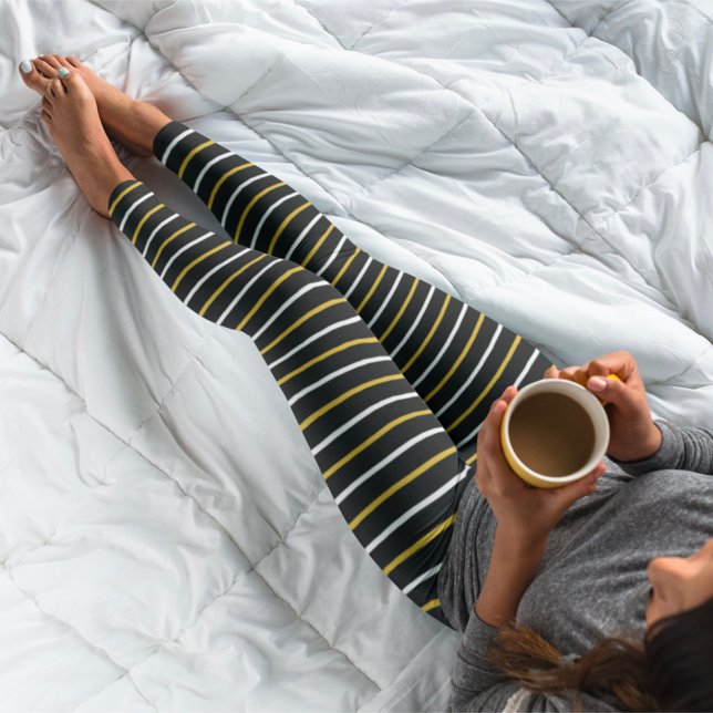 Gold und weiße Streifen auf schwarz Leggings (Von Creator hochgeladen)