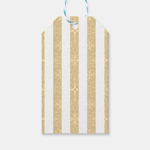 Gold und weiße Streifen Elegant Geschenkanhänger
