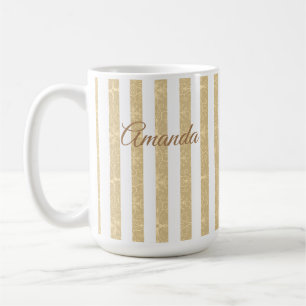 Gold und weiße Streifen elegant Kaffeetasse