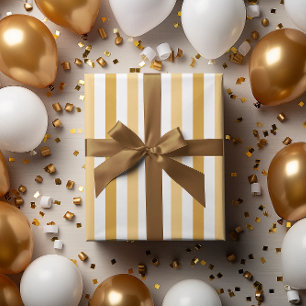 Gold und weiße Streifen Frohes Neues Jahr Geschenkpapier