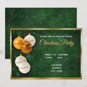 Gold und weiße Weihnachtsbälle Einladung