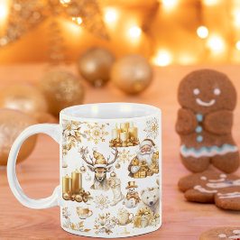 Gold und weiße Weihnachtssymbole Kaffeetasse
