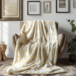 Gold- und weißer Art-Deco-Nahtlosmuster 3 Fleecedecke