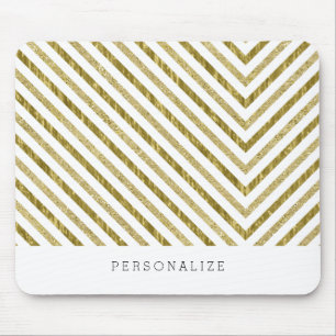 Gold und weißer Chic-Zickzack personalisiertes Mousepad