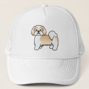 Gold- und weißer Lhasa Apso süßer Cartoon-Hund Truckerkappe
