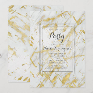 Gold- und weißer Marmor-Glam-Moderne Party-Einladu Einladung