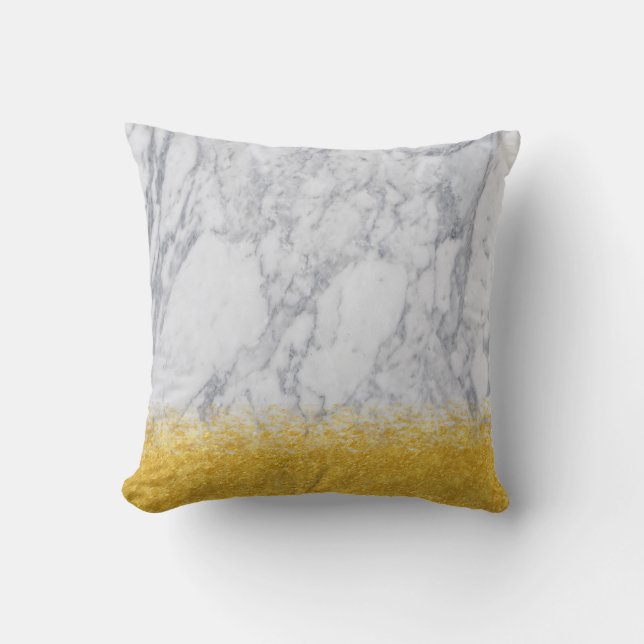 Gold und weißer Marmor Textur Kissen (Vorderseite)