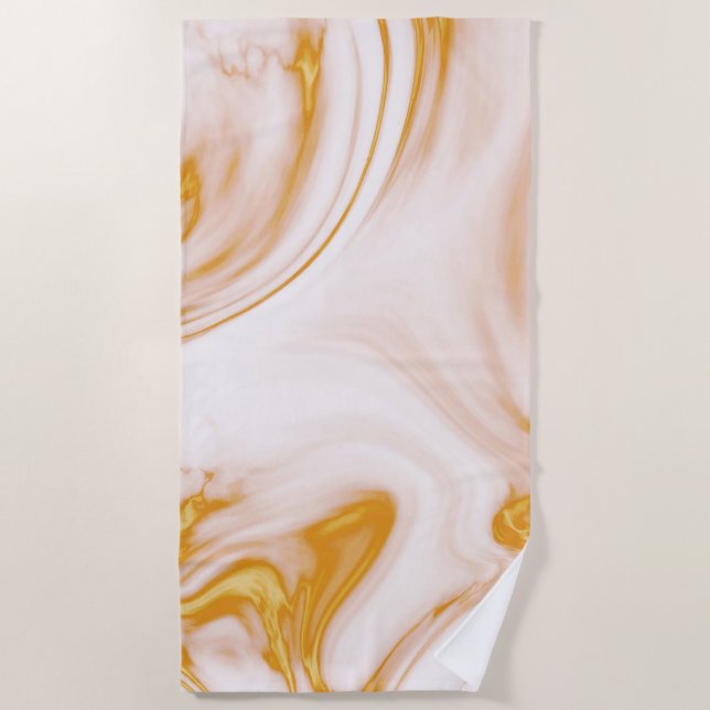 Gold und weißer Marmorstein Strandtuch (Vorderseite)