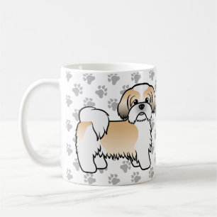 Gold- und Weißer Shih Tzu Süßer Cartoon-Hund Kaffeetasse