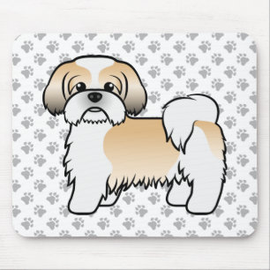 Gold- und Weißer Shih Tzu Süßer Cartoon-Hund Mousepad