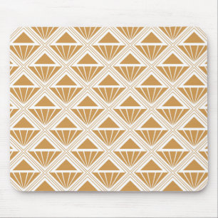 Gold- und weißes Art-Deco-Muster mit Rhomben Mousepad