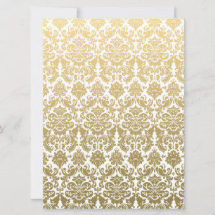 Gold- und Weißes elegantes Damasketmuster Einladung