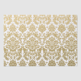 Gold und weißes elegantes Damast-Muster Seidenpapier