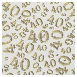 Gold und weißes Typografie-Muster der Nr.-40 Stoff