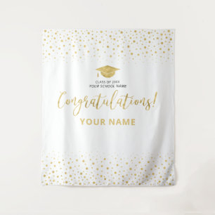 Gold- und Weißkonfetti   Gratulation zur Abschluss Wandteppich