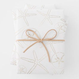 Gold und Whilte - Strand, nautisch Geschenkpapier Set