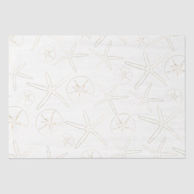 Gold und Whilte - Strand, nautisch Seidenpapier (Vorderseite)