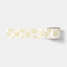 Gold und White Christmas Pattern Ribbon