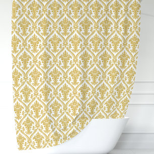 Gold und White Damask Duschvorhang