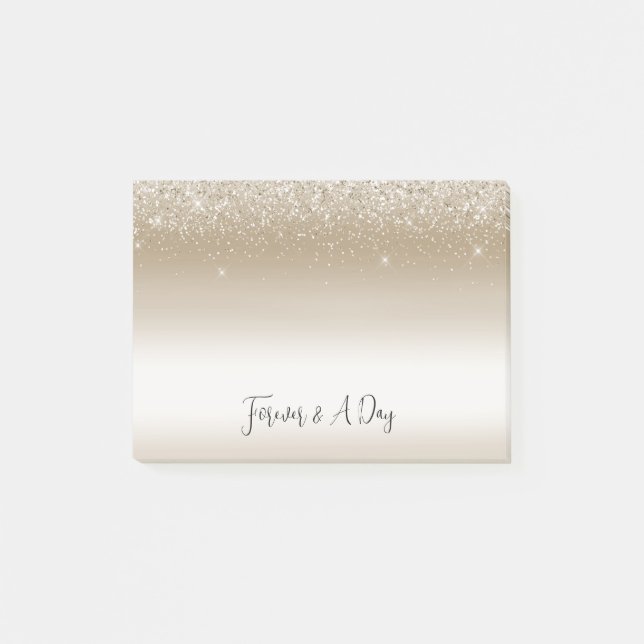 Gold und White Ombre Glittery Glitz Post-it Klebezettel (Vorderseite)