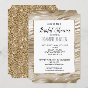 Gold und White Ombre Zebra Animal Brautparty Einladung