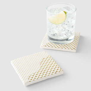 Gold und White Polka Dots Moderne Kunst Steinuntersetzer