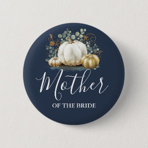Gold und White Pumpkin Hochzeit im Herbst Navy Blu Button