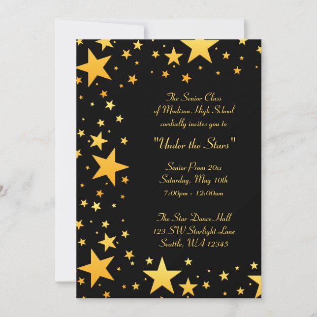 Gold Under the Stars Prom Formal Invitations (Devant)