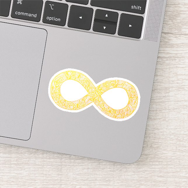 Gold Unendlichkeit Autismus Symbol Vinyl Sticker (Detail)
