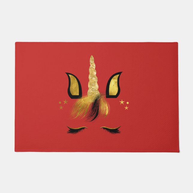 Gold Unicorn Bold Door Mat Fußmatte (Vorderseite)