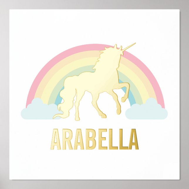 Gold Unicorn Personalisierter Name Foliendrucke (Vorderseite)