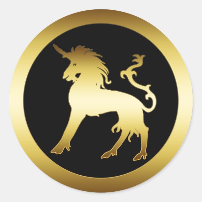 GOLD UNICORN RUNDER AUFKLEBER (Vorderseite)
