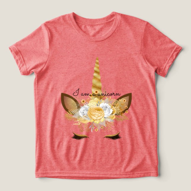 Gold Unicorn Tri-Blend Shirt (Design Vorderseite)