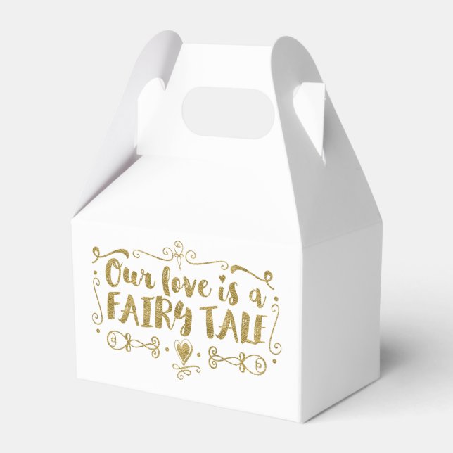 Gold UNSERE LIEBE IST EIN FAIRE TALE Custom Weddin Geschenkschachtel (Vorderseite)