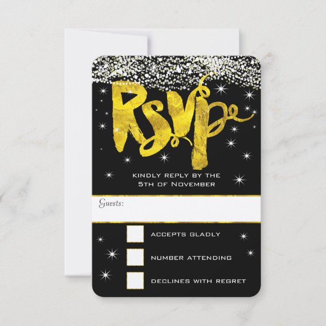 Gold unter der Sternenhochzeit RSVP (Vorderseite)
