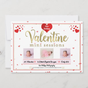 Gold Valentinstag Mini-Sitzungen Fotografie Foto Einladung